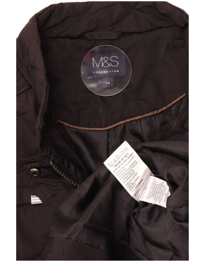Jaqueta acolchoada feminina Marks & Spencer Reino Unido 14 grande poliéster preto