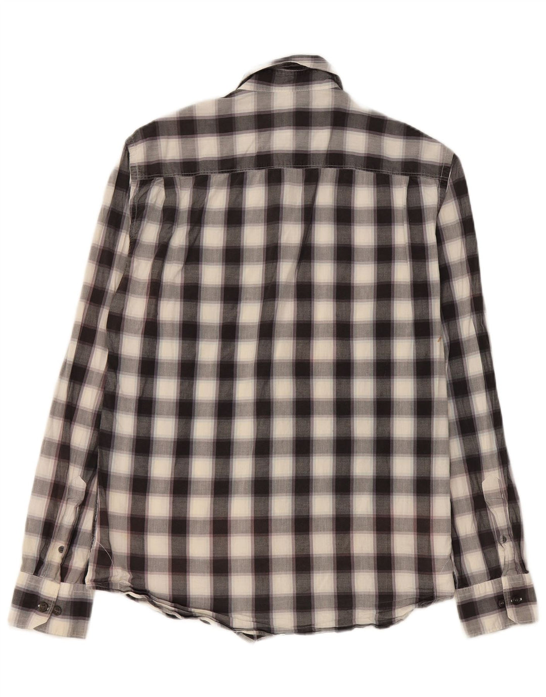 Camisa masculina French Connection pequena xadrez preta de algodão