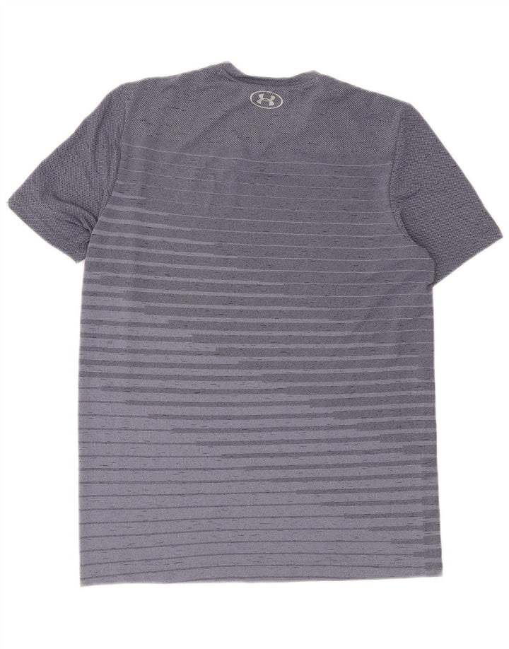 Camiseta masculina Under Armour Heat Gear Top médio listrado azul