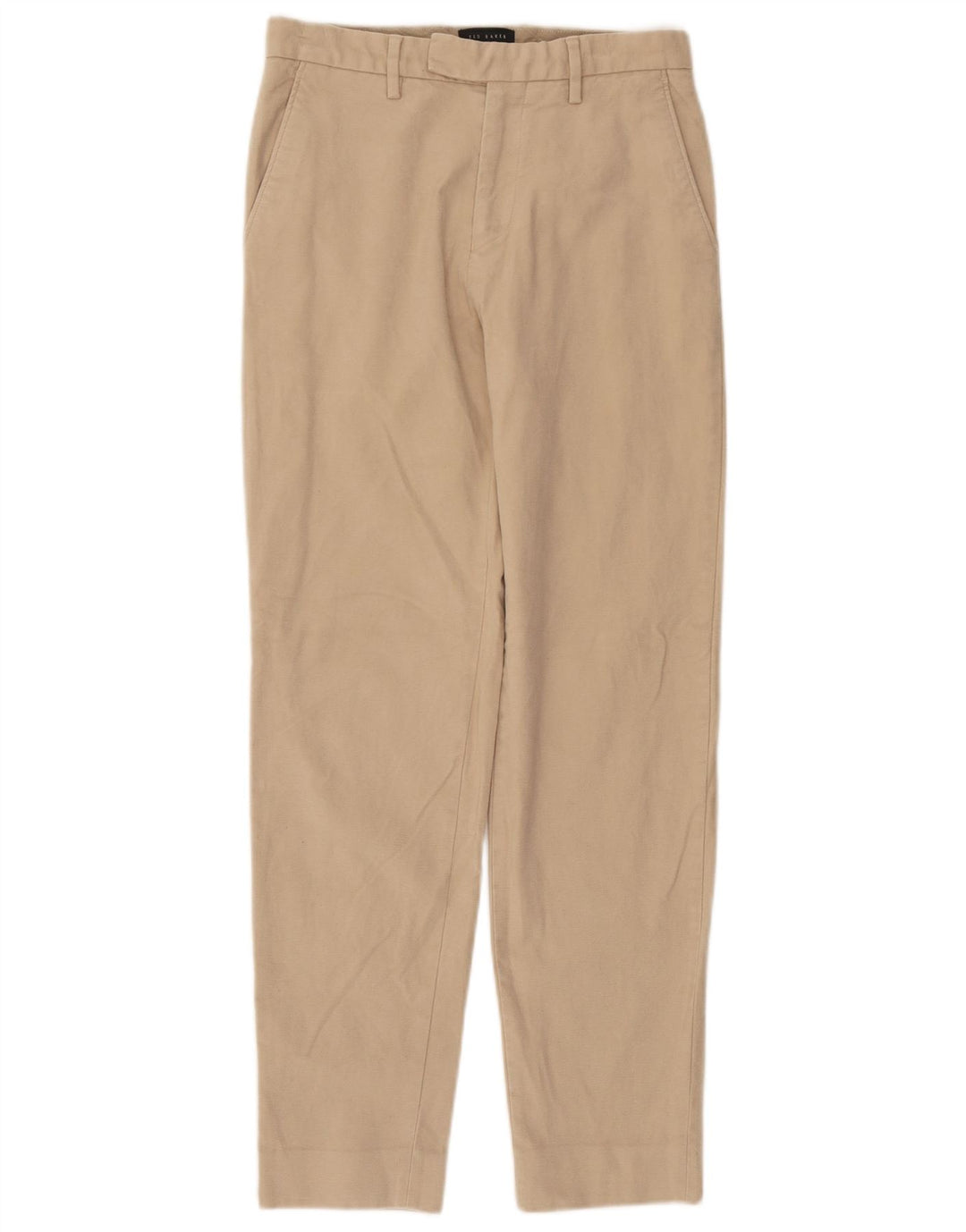 Calça feminina de terno reto Ted Baker W28 L29 algodão bege