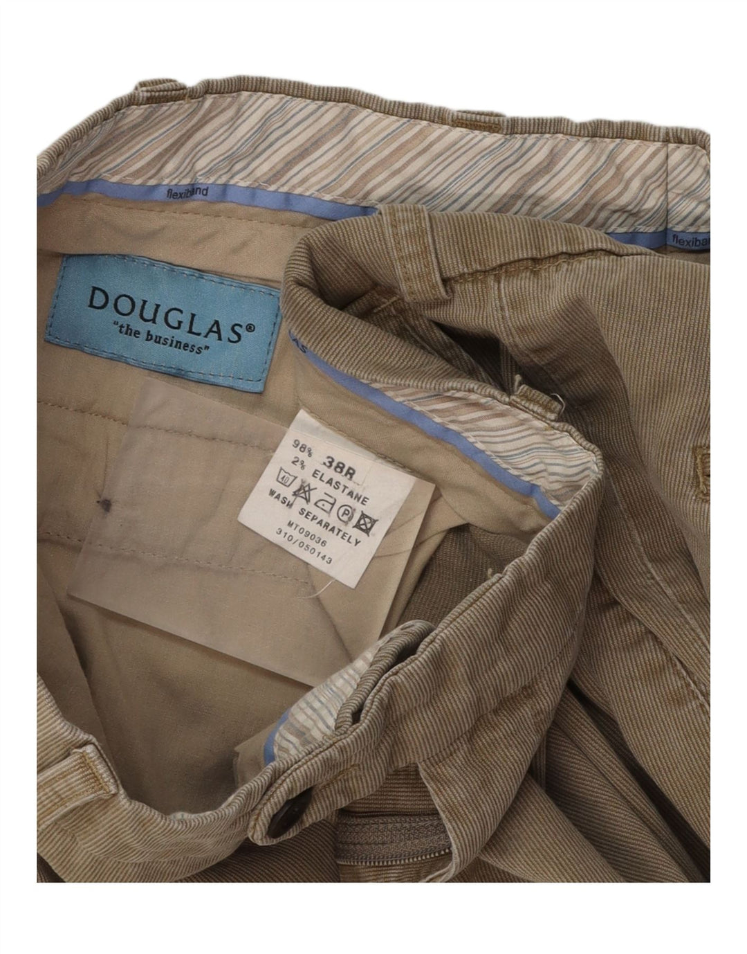 Calça masculina de veludo cotelê DOUGLAS W38 L31 algodão bege