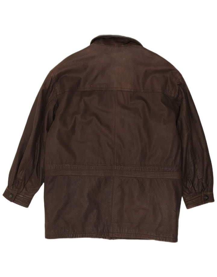 Jaqueta de couro masculina JOHN B Reino Unido 46 3XL couro marrom