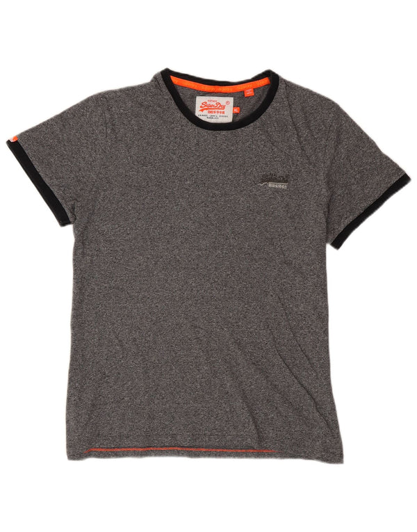 Camiseta masculina Superdry Top XL algodão manchado cinza