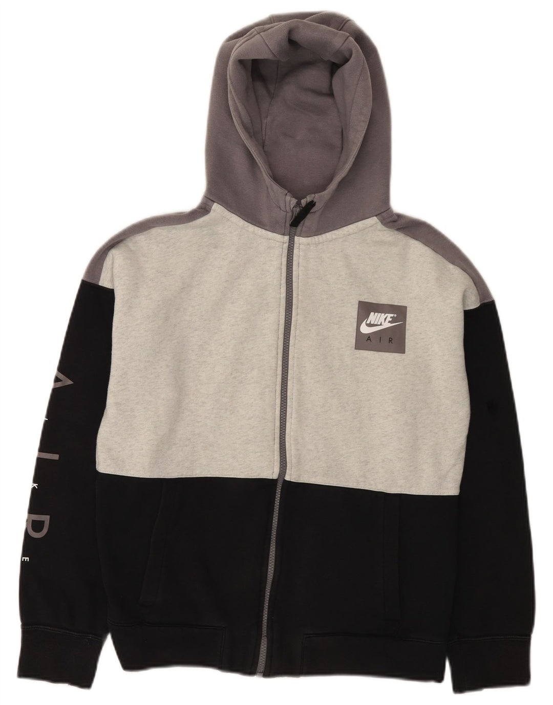 Suéter NIKE Boys Air Graphic Zip com capuz 13-14 anos XL preto colorblock