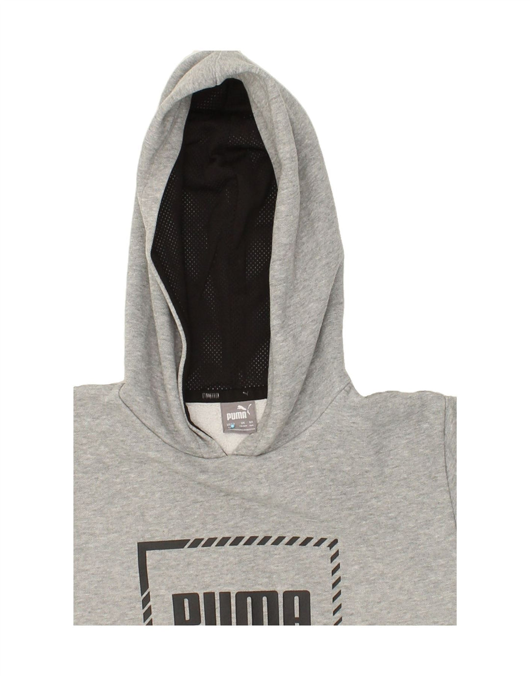 PUMA Boys Graphic Hoodie Jumper 13-14 Years Grey Cotton Vintage Puma and Second-Hand Puma from Messina Hembry 