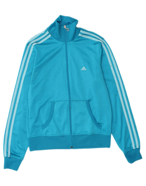 ADIDAS Womens Tracksuit Top Jacket UK 12 Médio Azul Poliéster