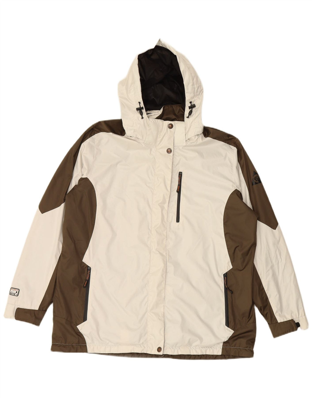 Jaqueta corta-vento feminina com capuz IGUANA EU 46 XL branco colorblock