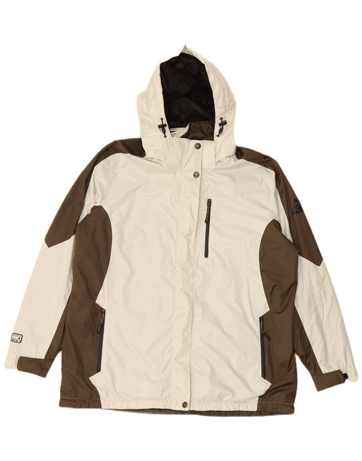 Jaqueta corta-vento feminina com capuz IGUANA EU 46 XL branco colorblock