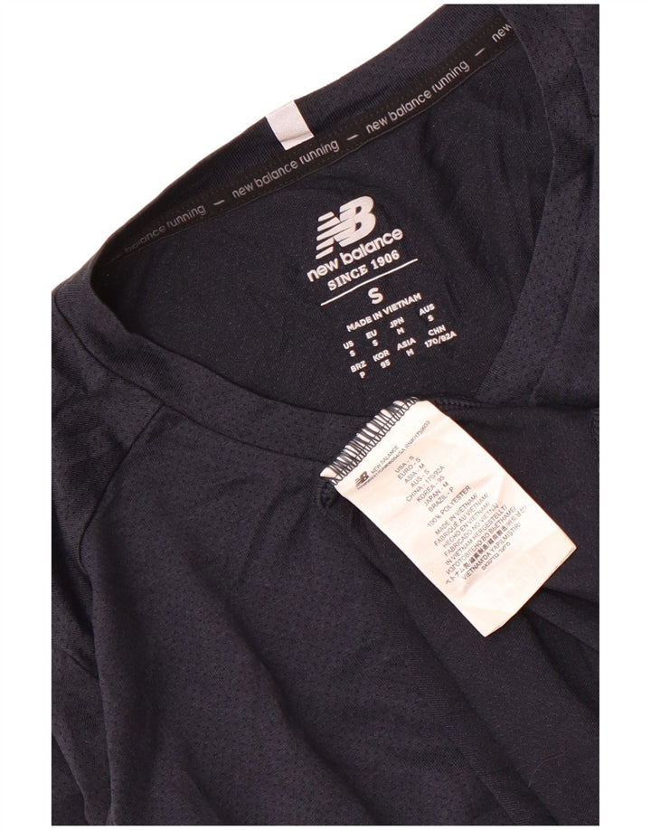 Camiseta masculina New Balance pequena azul marinho poliéster