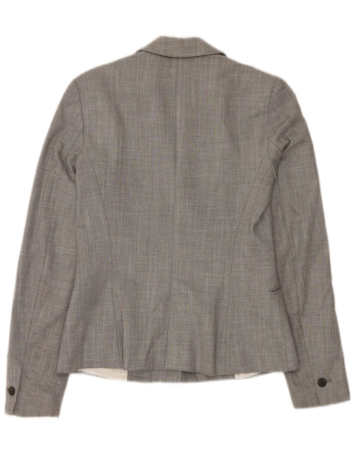 Jaqueta blazer feminina Zara com 1 botão Reino Unido 6 XS cinza Chevron poliéster