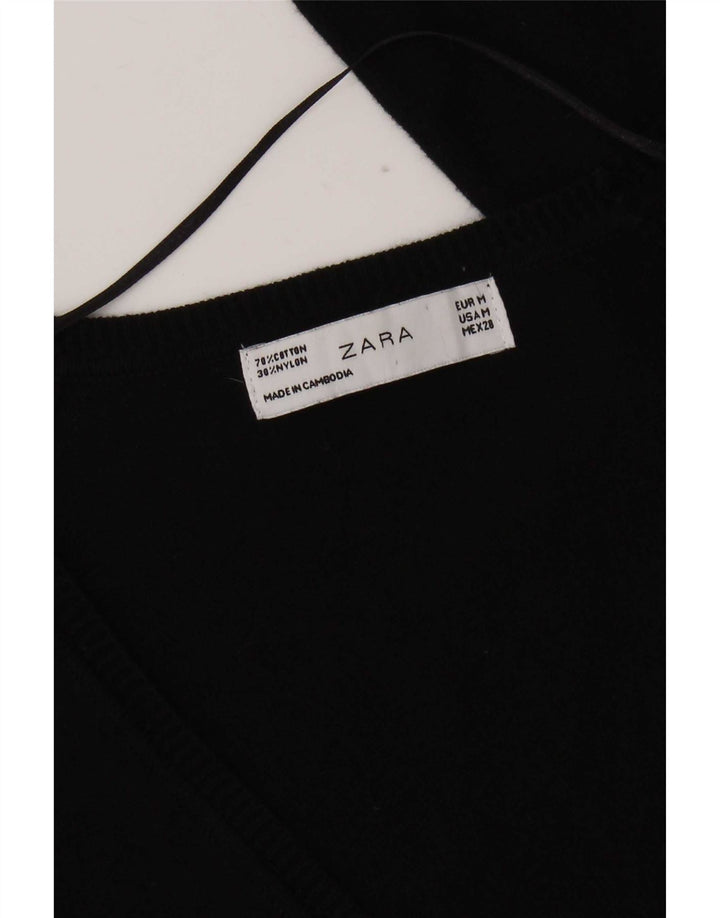 Suéter cardigã feminino Zara Reino Unido 12 algodão preto médio