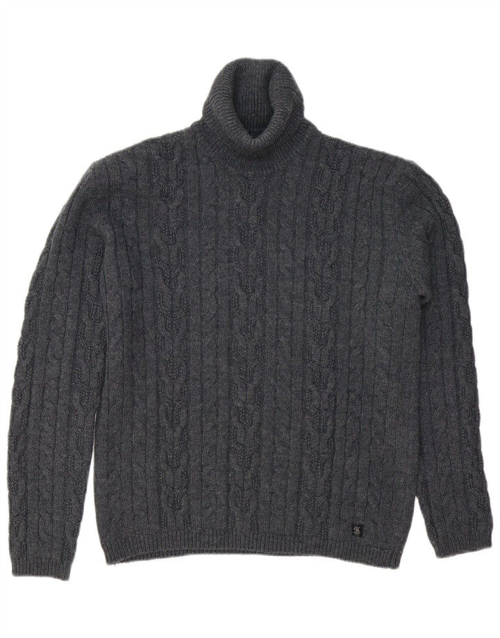 CALVIN KLEIN JEANS Suéter feminino oversized com gola redonda Reino Unido 18 XL cinza