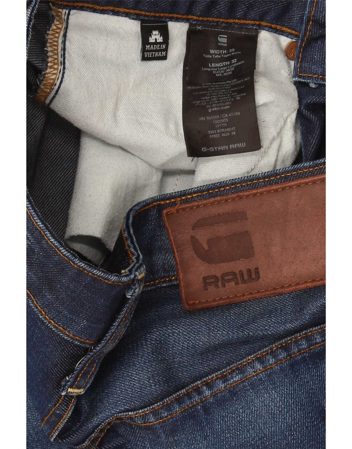 G-Star masculino 3301 jeans reto W30 L32 algodão azul