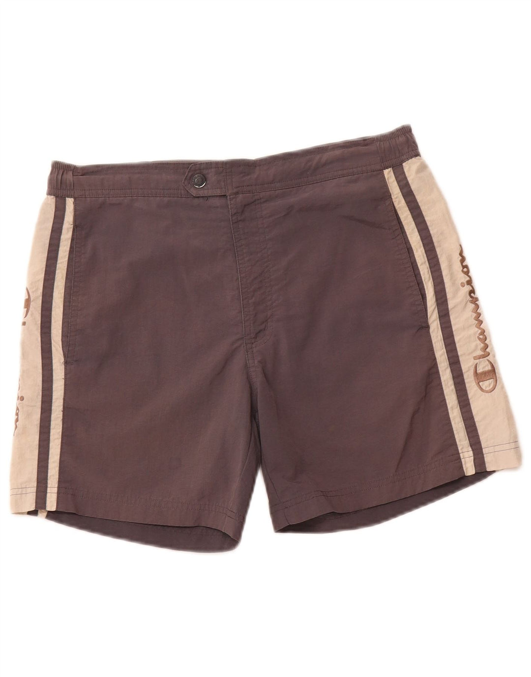 CHAMPION Shorts de natação masculino gráfico pequeno cinza colorblock poliamida