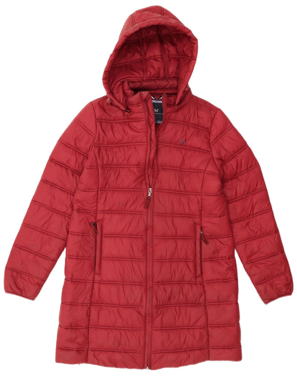 Casaco acolchoado com capuz feminino Crew Clothing UK 14 Médio Borgonha Nylon