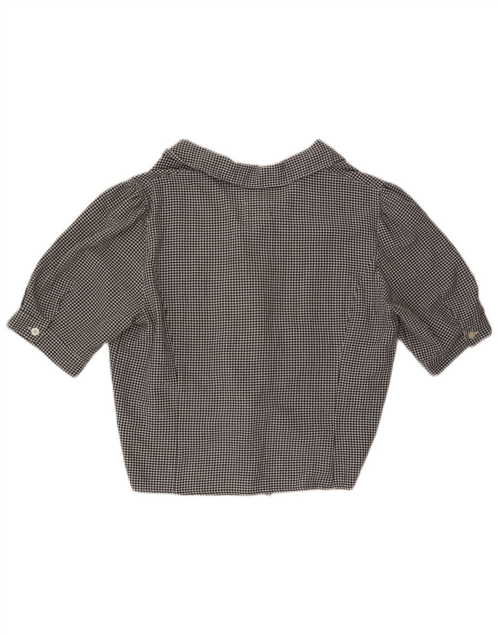Blusa feminina Marina Sport com gravata frontal tamanho 21 médio preto guingão