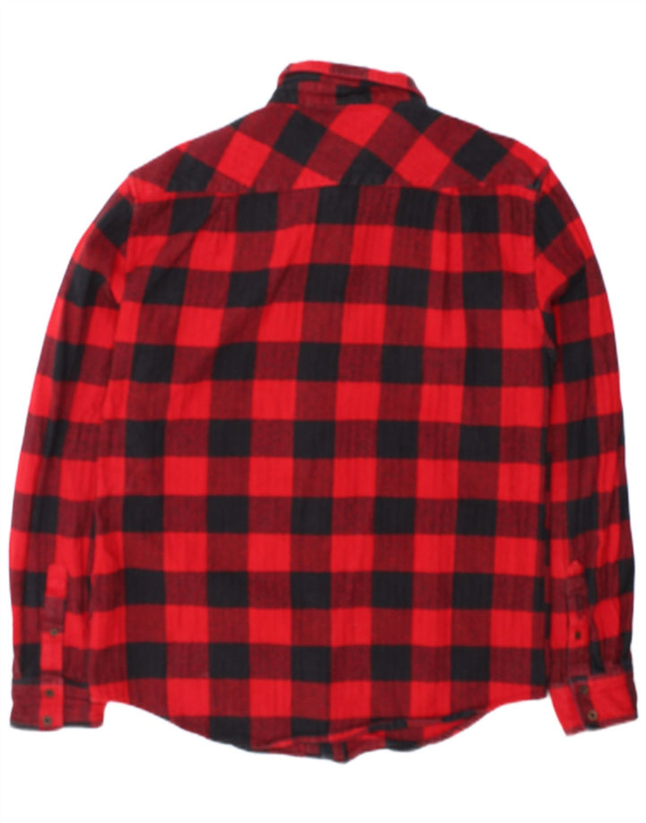 Camisa masculina vintage de flanela XL de algodão xadrez vermelho