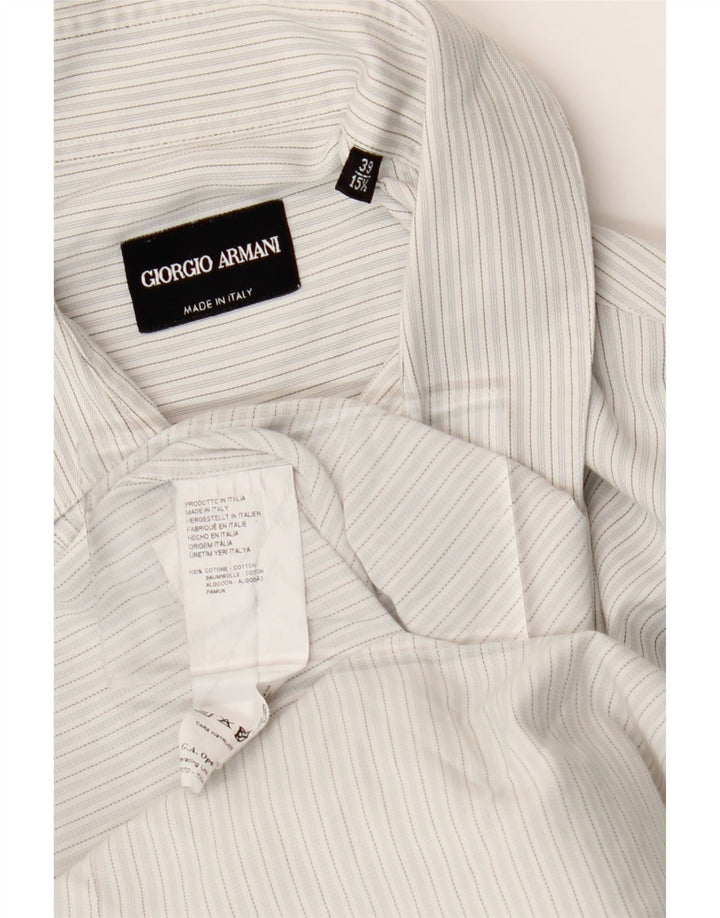 Camisa masculina GIORGIO ARMANI tamanho 39 15 1/2 algodão listrado cinza médio