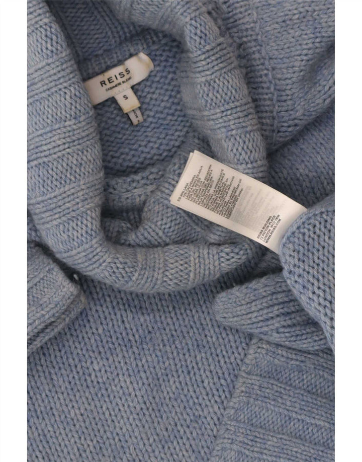 Suéter feminino Reiss com gola alta e gola alta Reino Unido 10 lã azul pequena