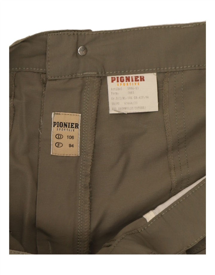 PIONIER Mens Straight Cargo Trousers W36 L34 Khaki Cotton Vintage Pionier and Second-Hand Pionier from Messina Hembry 
