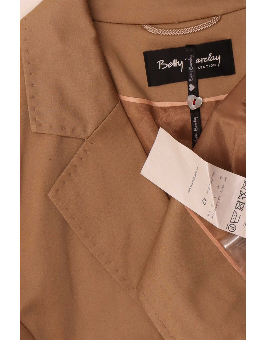 Jaqueta blazer feminina Betty Barclay com 2 botões Reino Unido 16 grande algodão bege