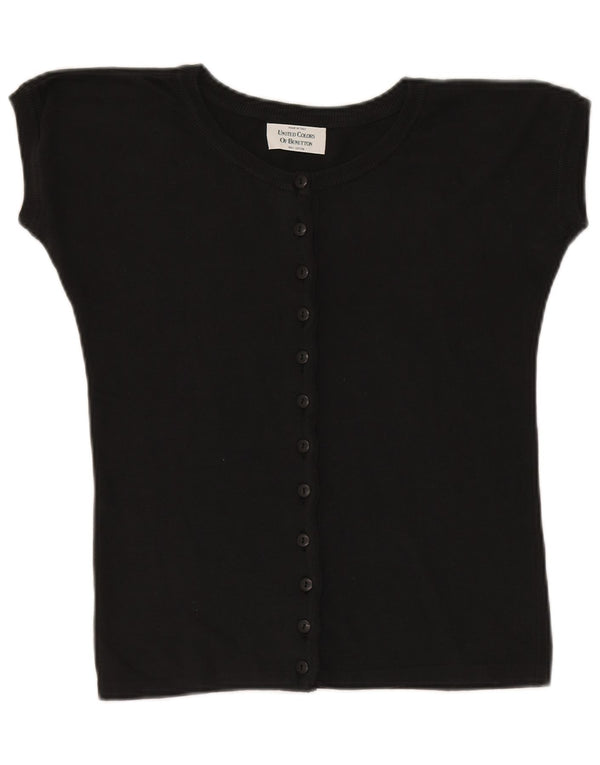 Top de malha feminino Benetton IT 46 grande algodão preto
