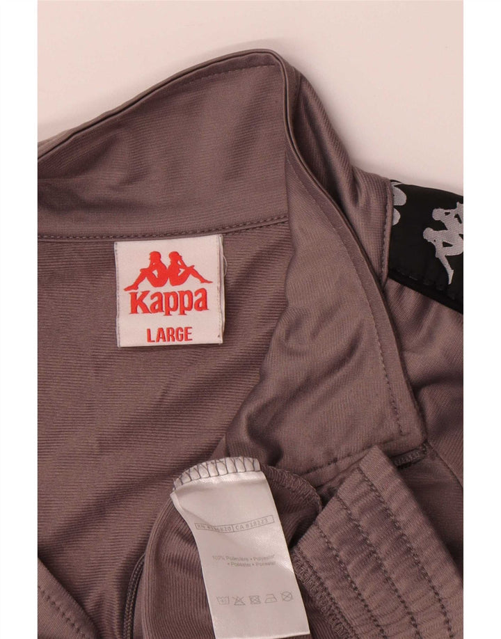 Kappa Mens Graphic Tracksuit Top Jacket Grande Cinza Colorblock Poliéster