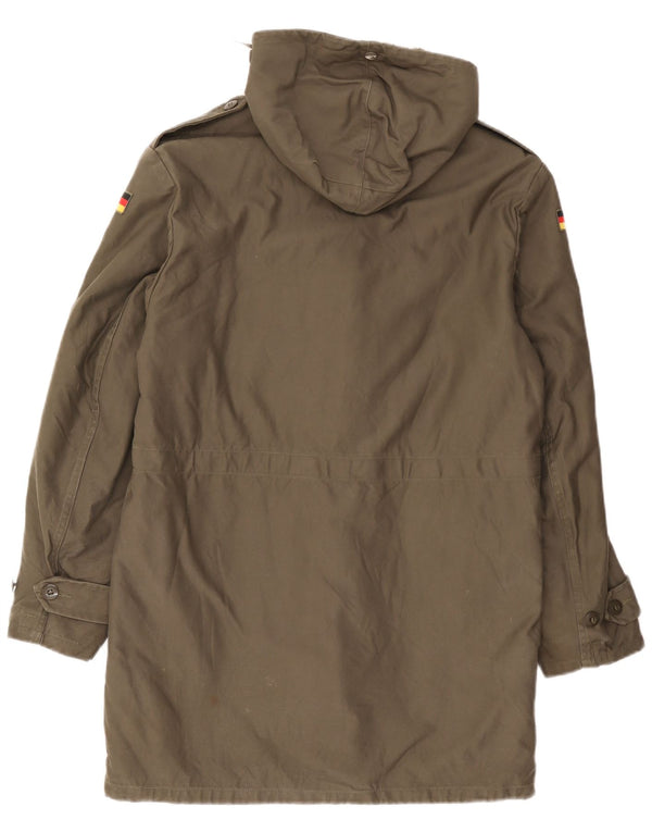 Jaqueta Parka com capuz militar masculina vintage Reino Unido 38 Exército cáqui médio