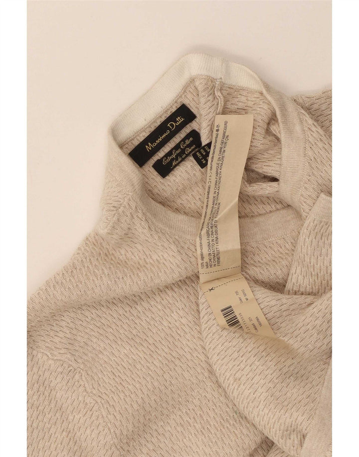 Top masculino Massimo Dutti manga comprida algodão bege médio
