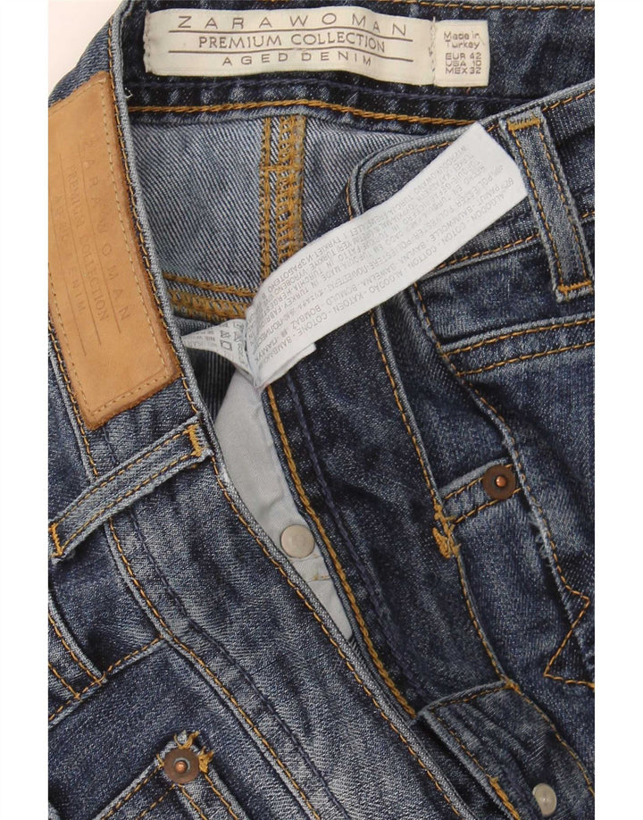 Calça jeans feminina Zara Bootcut EU 42 grande W32 L32 azul marinho algodão