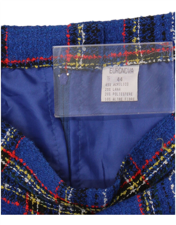 Mini saia feminina Euronova IT 44 médio W28 acrílico xadrez azul
