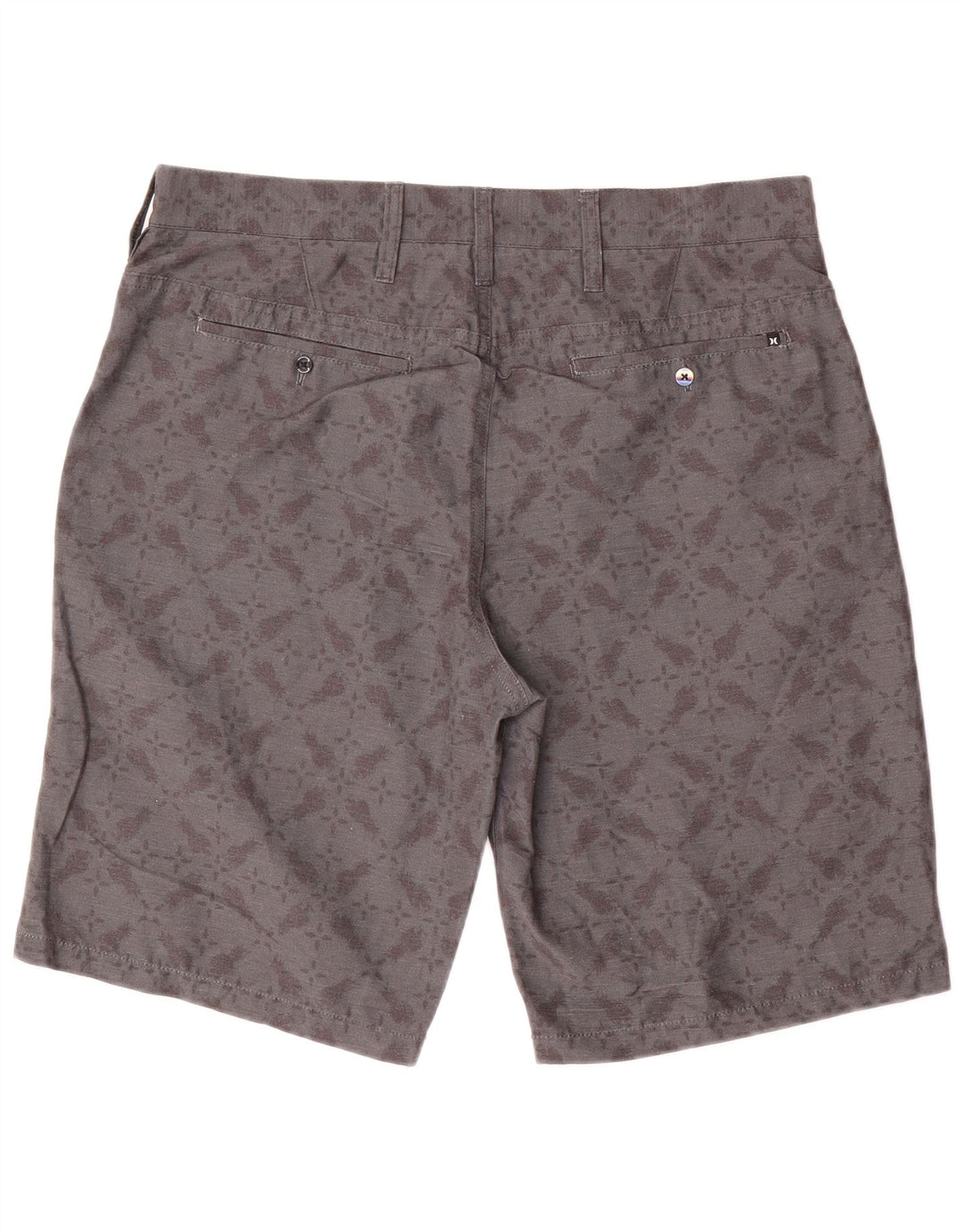 Hurley Mens Chino Shorts W33 Poliéster Geométrico Cinza Médio