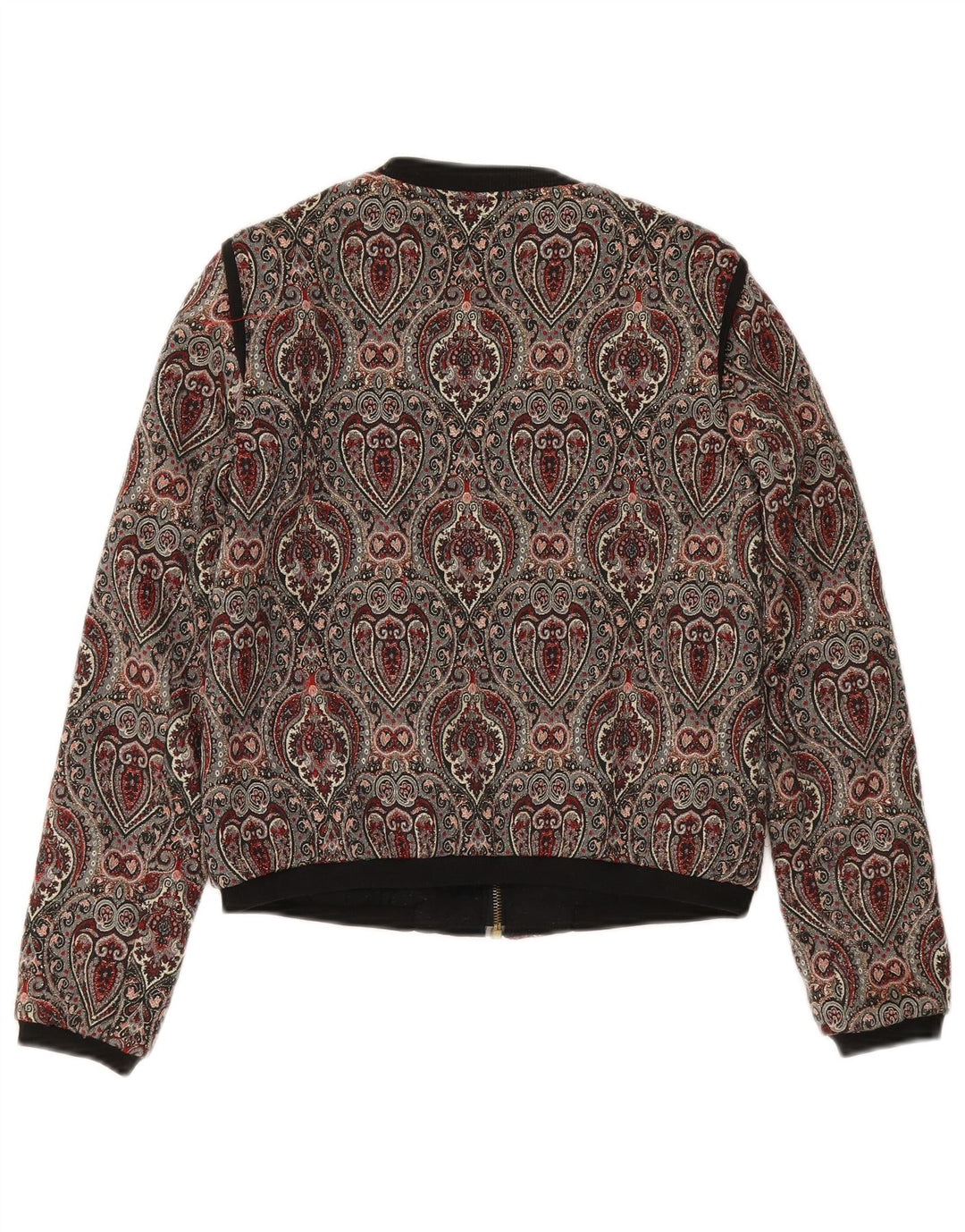 Zara Womens Crop Bomber Jacket UK 10 Pequeno Paisley Multicolorido