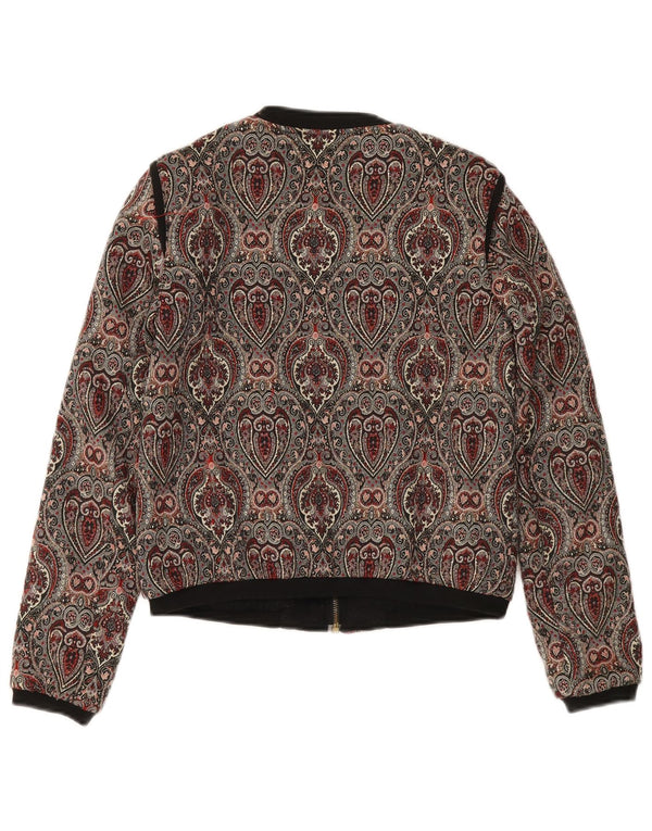 Zara Womens Crop Bomber Jacket UK 10 Pequeno Paisley Multicolorido