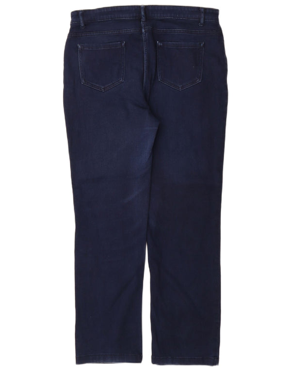 Jeans retos femininos Marks & Spencer Reino Unido 14 grande W32 L30 algodão azul marinho