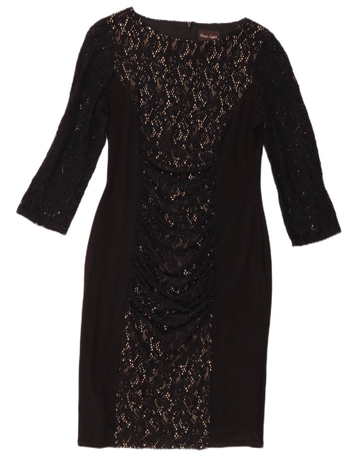 Vestido bainha feminino de manga 3/4 Phase Eight Reino Unido 14 médio preto floral