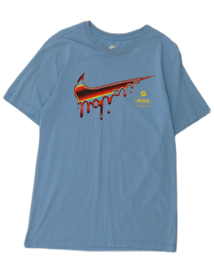 Camiseta Nike masculina gráfica Top pequeno algodão azul
