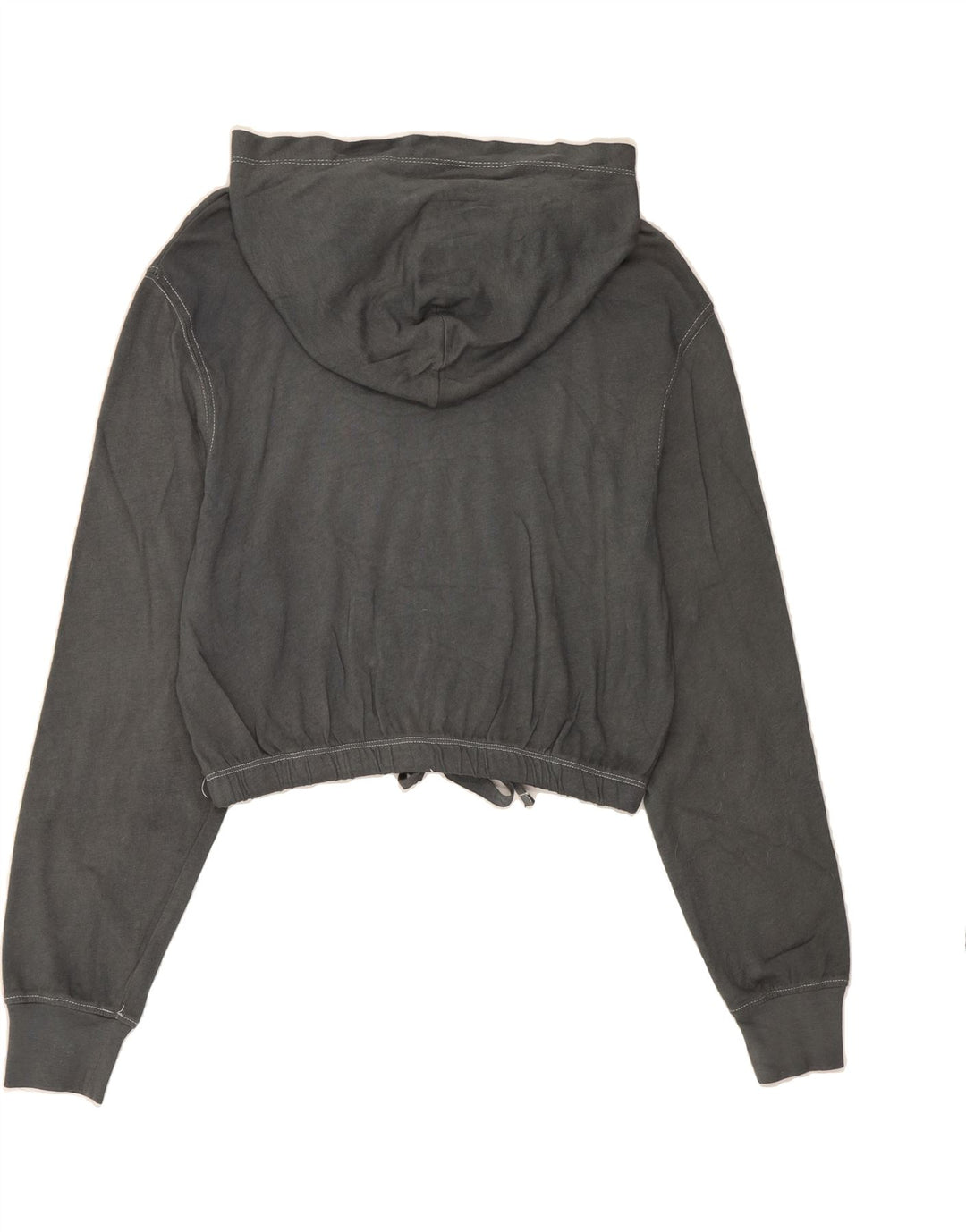 TOMMY HILFIGER Womens Oversized Graphic Crop Hoodie Jumper UK 6 XS Grey Vintage Tommy Hilfiger and Second-Hand Tommy Hilfiger from Messina Hembry 