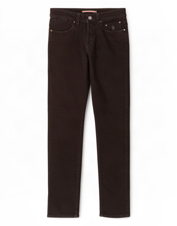Calça jeans reta masculina SIVIGLIA W31 L32 algodão houndstooth preto