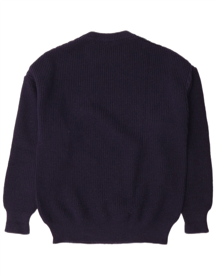 Suéter masculino Ellesse com gola redonda IT 52 grande lã azul marinho