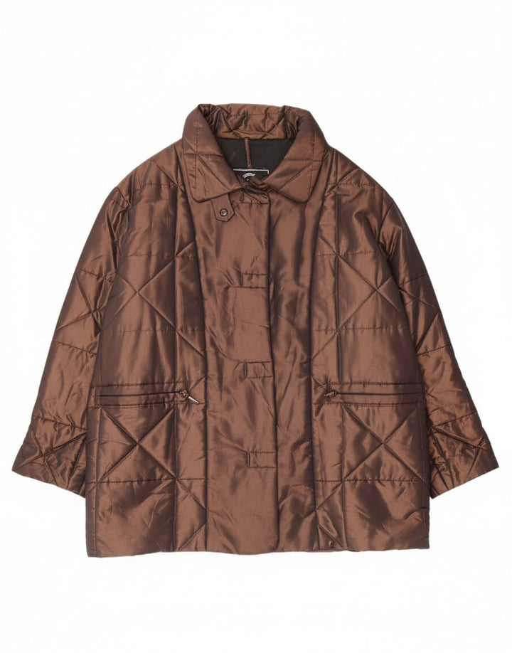 Casaco acolchoado feminino VINTAGE UK 18 XL marrom