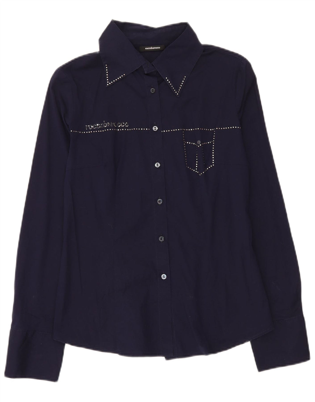 Blusa feminina Roccobarocco com estampa gráfica IT 44 algodão azul marinho médio