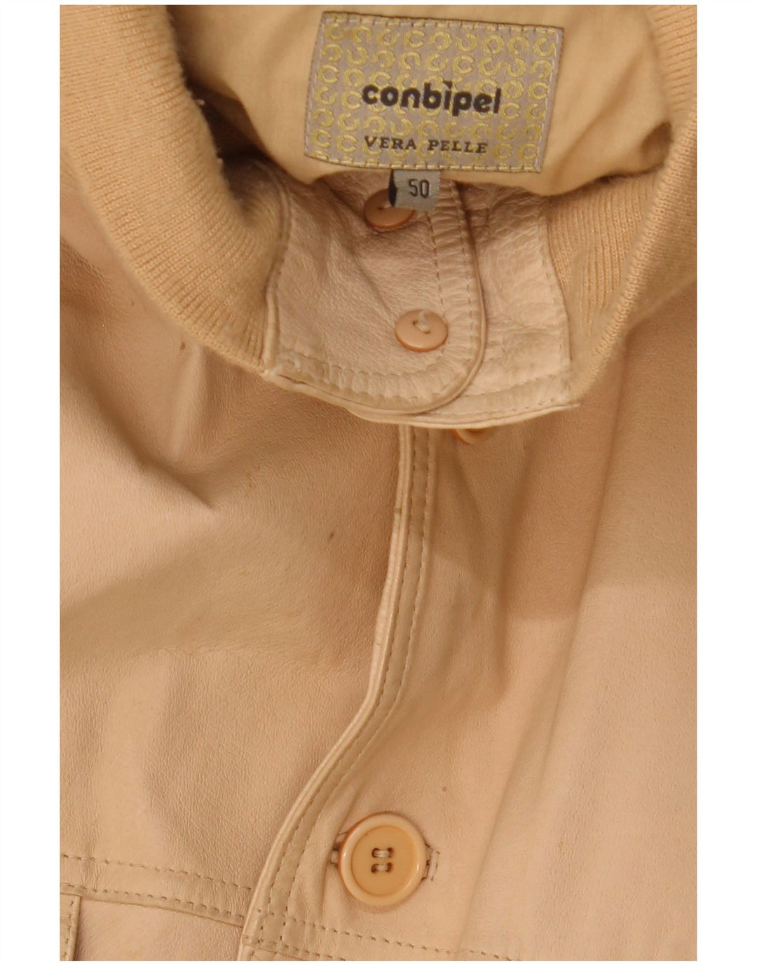 Jaqueta de couro masculina Conbipel IT 50 grande couro bege
