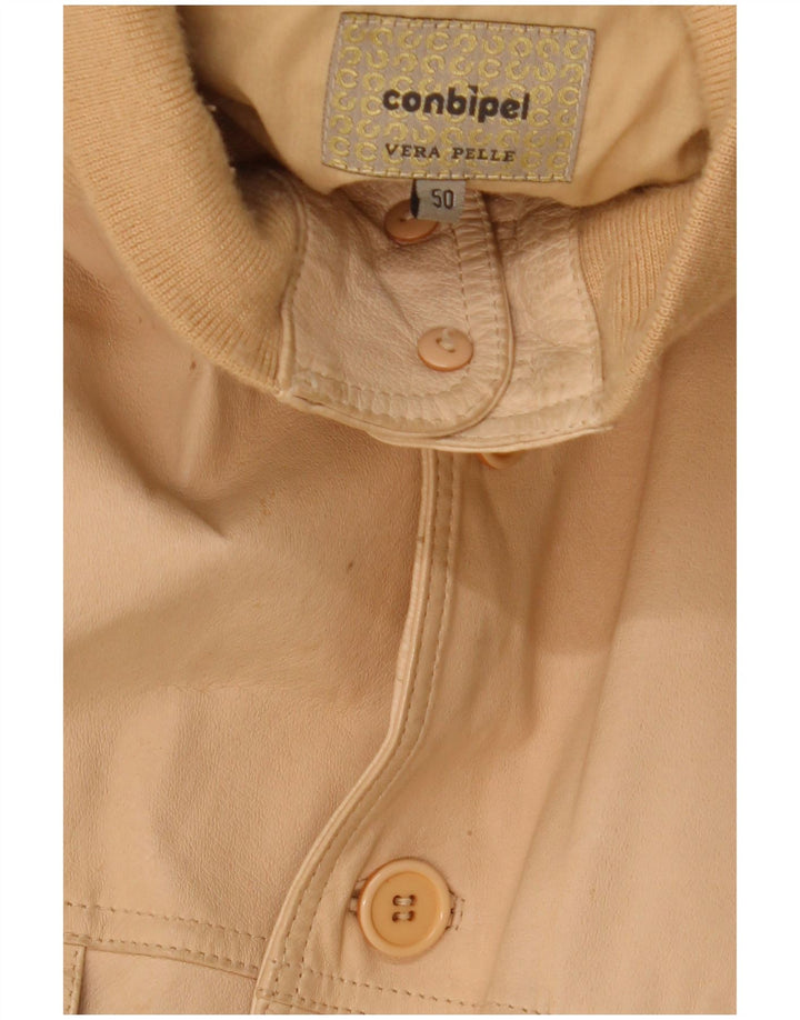 Jaqueta de couro masculina Conbipel IT 50 grande couro bege