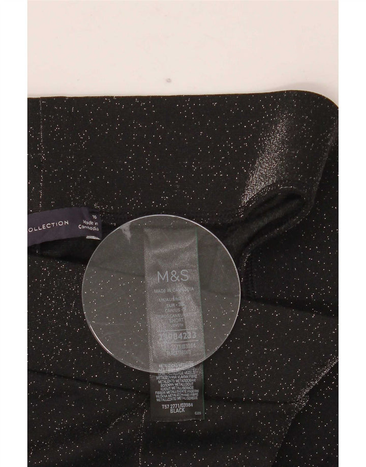 Leggings femininas Marks & Spencer UK 10 pequenas poliamida preta manchada