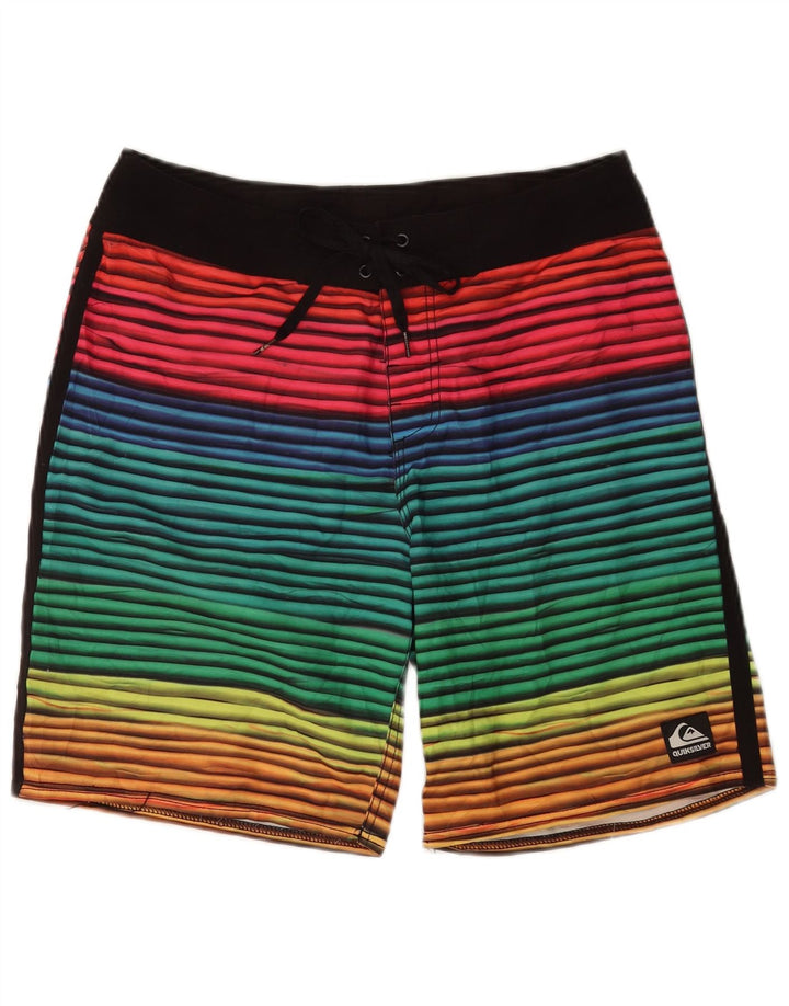 Quiksilver Shorts de natação masculino médio poliéster listrado multicolorido