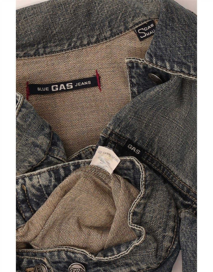 Jaqueta jeans curta feminina Gas UK 10 algodão azul pequeno