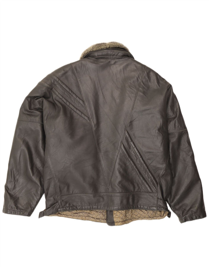 Jaqueta masculina de couro vintage para motociclista Reino Unido 40 couro preto grande