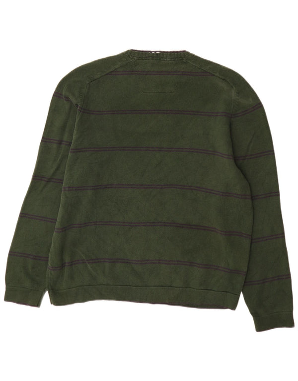 Suéter masculino Nautica com gola redonda XL algodão listrado verde