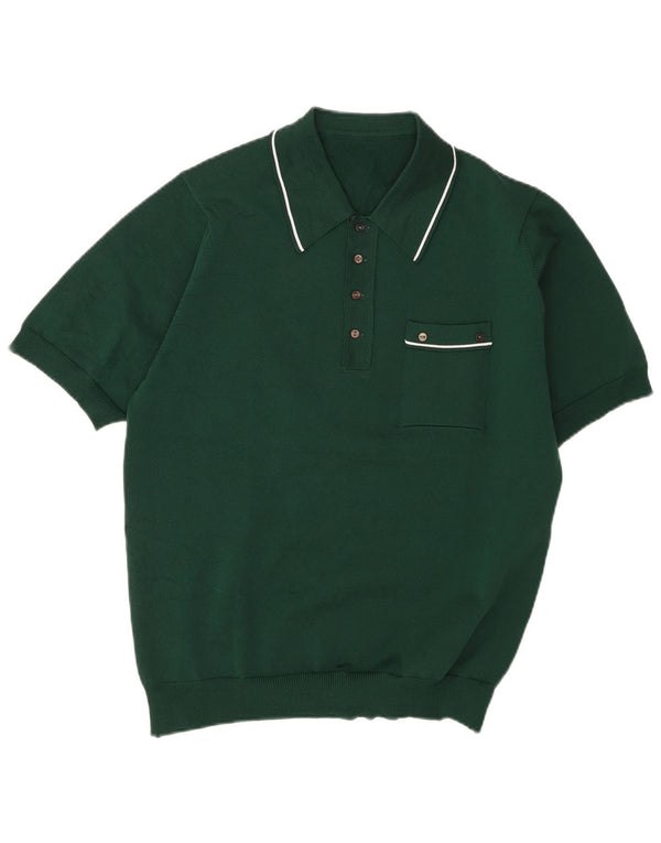 Vintage Mens Short Sleeve Polo Shirt Medium Green